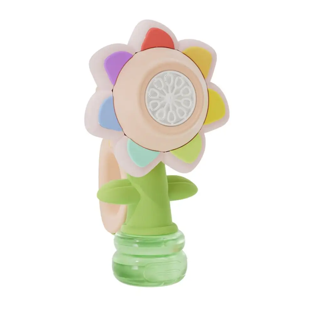 Flor de sete cores portátil balançando a cabeça, máquina sopradora de bolhas totalmente automática, ajuste de 3 velocidades, brinquedos leves, G9T8