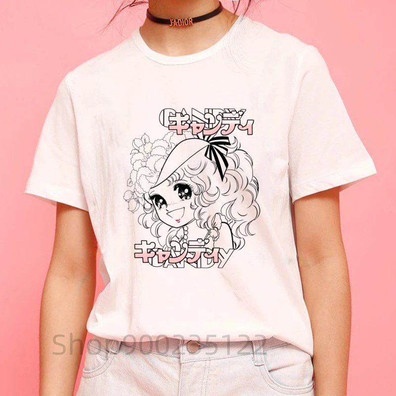 Kawaii Candy Candy Anime Summer Top Tshirt Femen Print y2k T Shirt Grunge Anime Manga T Shirt Top Tees Graphic Aesthetic