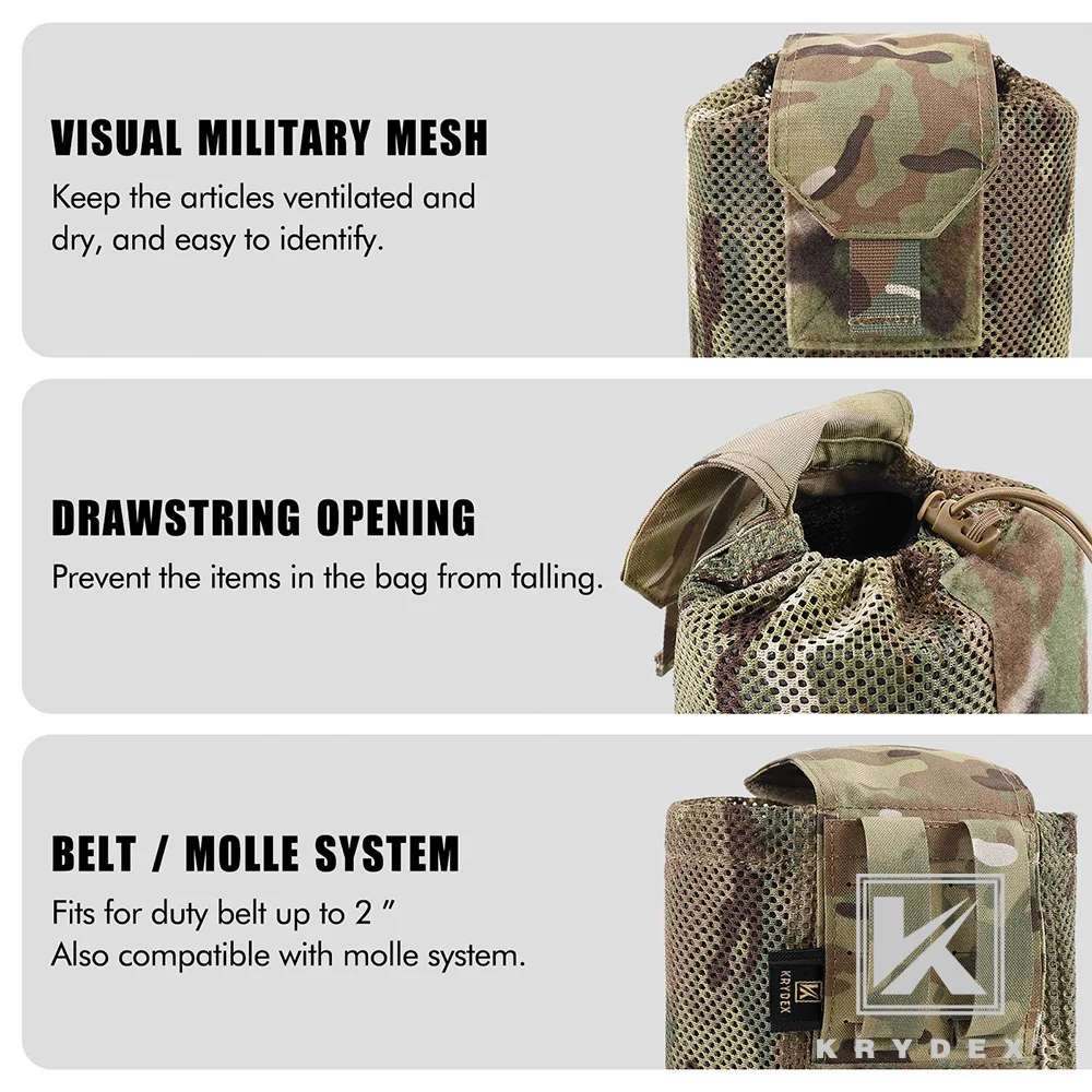 KRYDEX 500D Tactical Molle Mesh Pouch Drop Dump Pouch Foldable Magazine Mag Tool Bag Poly Mesh Multifunction Utility Pack