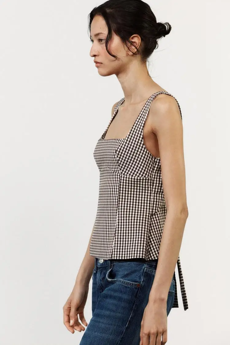 

Summer New Women's Faion Slim Fit Knot Decorated Small id Pattern Strap Top Polyester Fiber Bal Commute Sle