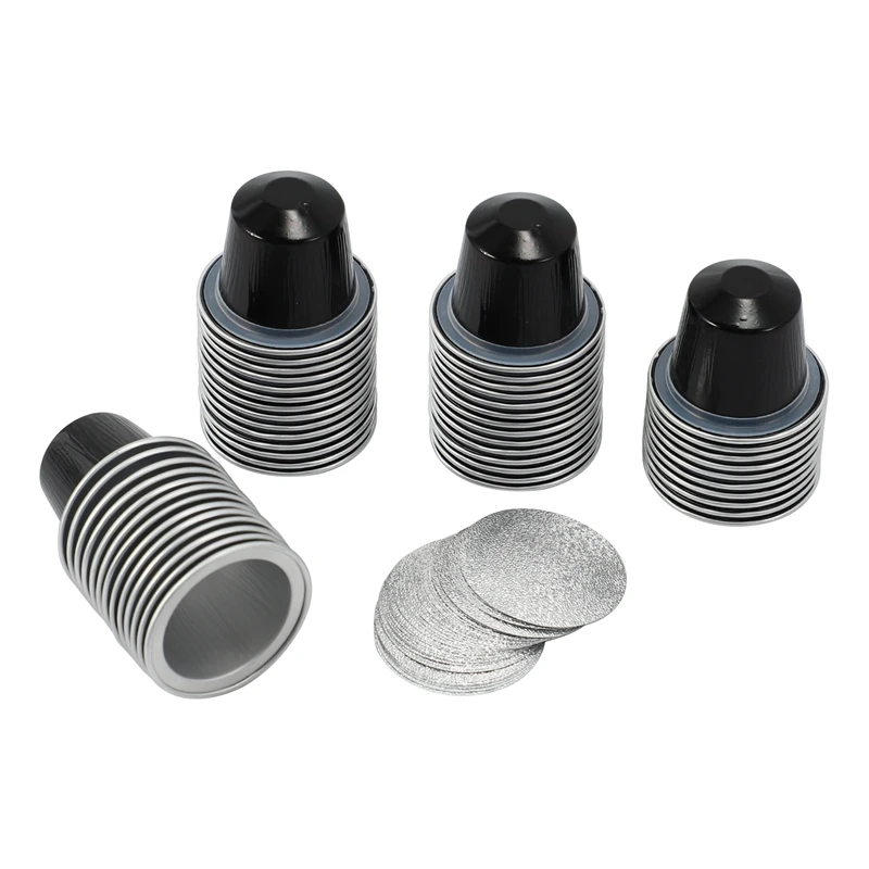 50Sets Refillable Coffee Capsules Cup Disposable Coffee Capsules Packaging Cafe Supplies for Nespresso Black