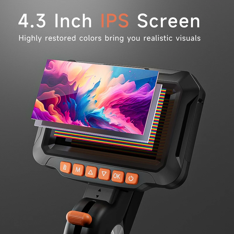 2 Arah 180 °   Kamera Endoskopi Artikulasi Kemudi Kamera 6.2/8.5Mm 1080P HD 4.3 ''Baterai Layar IPS Kamera Borescope Dapat Dilepas