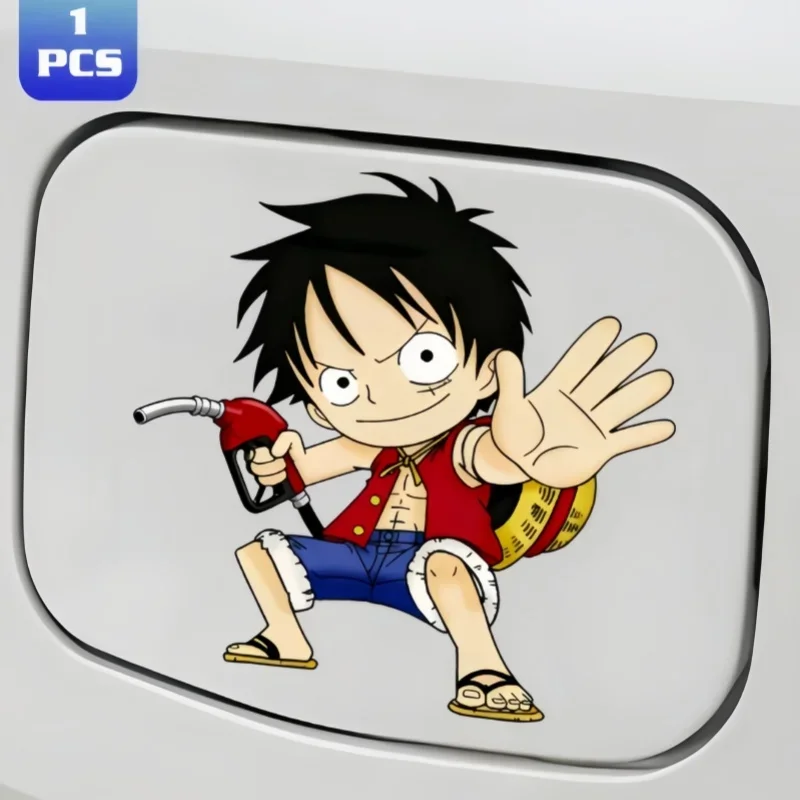 Cartoon Rolonoya Solonchoba D. Luffy Q Edition Anime Car Stickers Fashionable Car Fuel Tank Cap Anti Scratch Stickers