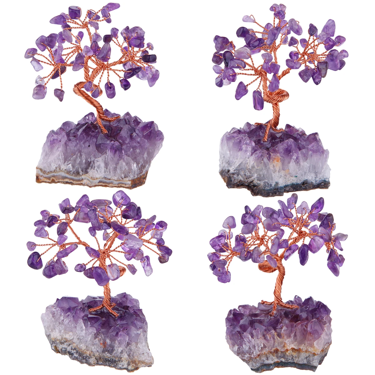 

Natural Crystal Money Tree With Rough Amethyst Cluster Base Feng Shui Home Decoration For Wealth And Luck