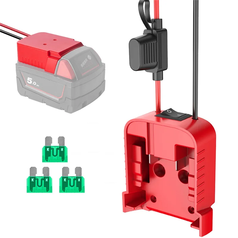 

2PCS Power Wheels Adapter For Milwaukee 18V Lithium Battery DIY Battery Adapter With ON/OFF Switch & Fuse Wire Terminals Durable