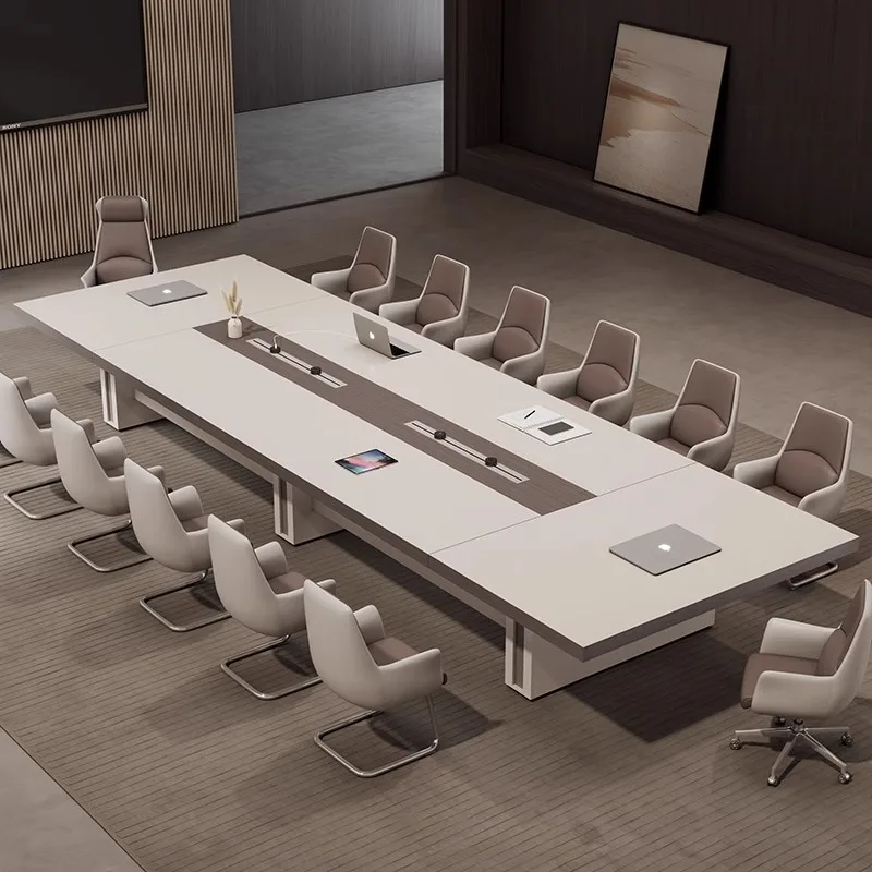 Customized Office Conference Table Long Table Light Luxury High Sense Thickened Conference Room Table And Chair Combination Mode