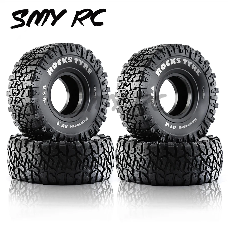 

4PCS 1.9 Inch 120*48mm Rubber Rock Tyres Wheel Tires for 1:10 RC Crawler Car Axial SCX10 90046 AXI03007 TRX4 Redcat Gen8