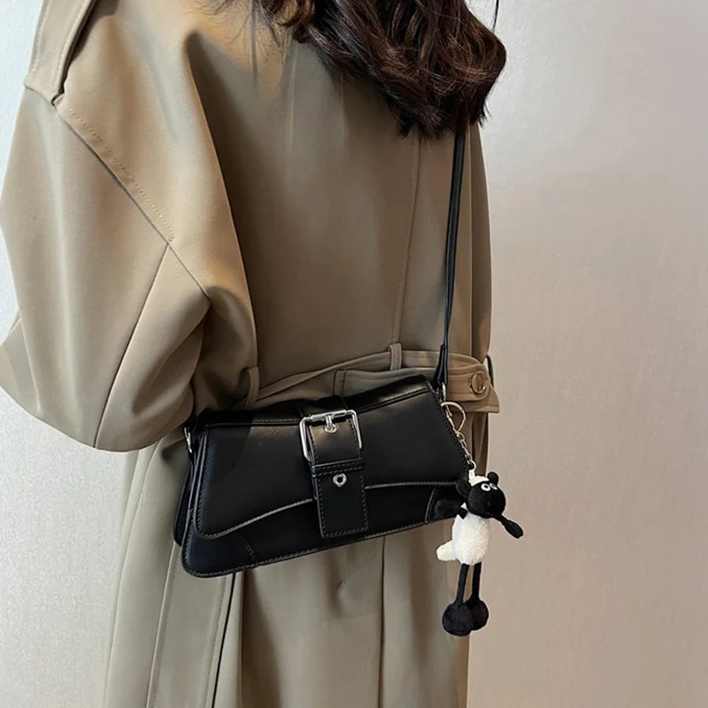 Retro Female Armpit Bag Women\'s Small Shoulder Bag Solid Color Leather Ladies Crossbody Bags Fashion Totes Purse and Handbags