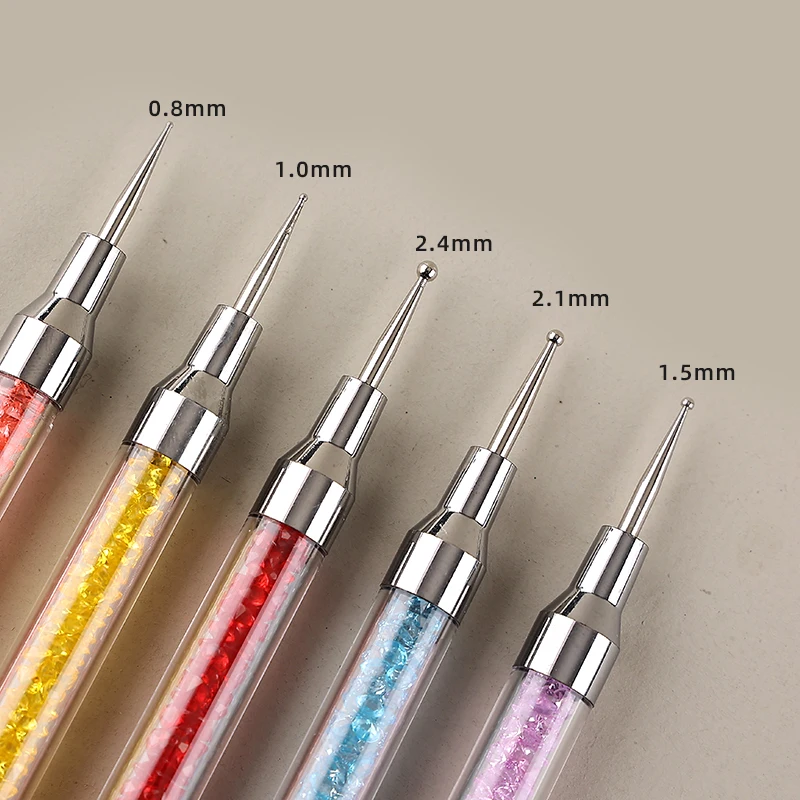 シンプルな 5 ピース/セットプロフェッショナル 2 方法ネイルアート点在ペンプラスチック鋼クリスタルハンドルラインストーンピックアップペンマニキュアツール