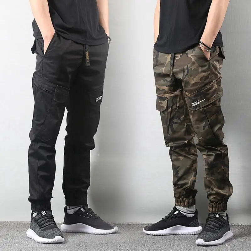 Plus Size 28-40 Men Cargo Camouflage  Black Jogger Jeans Casual   Elastic Denim Pants Streetwear