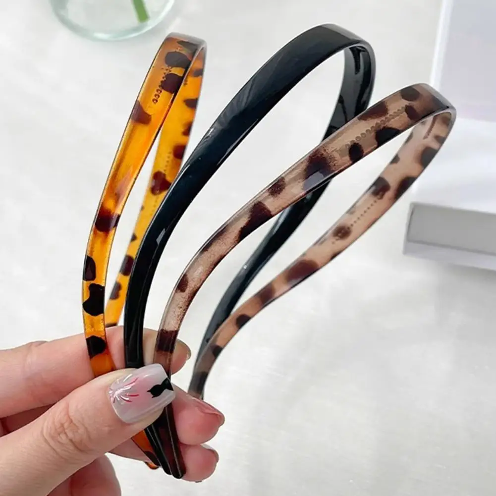 eyeglasses-wearable Headband Leopard Print Resin Headband with Anti-Slip Teeth Retro Tortoise Shell Washing Face Makeup Hair Hoo view 4