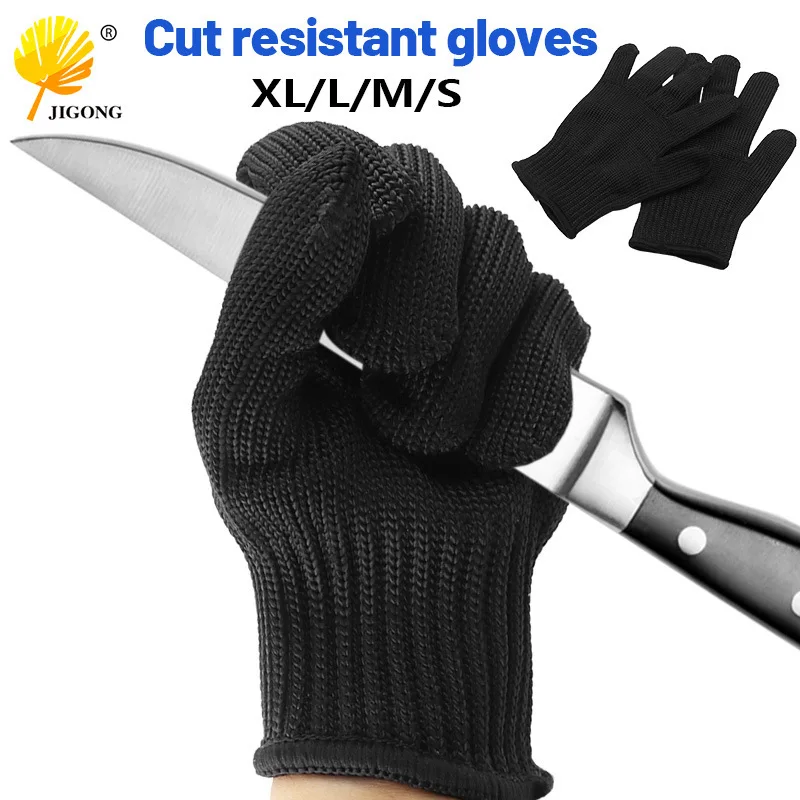 5A grade anti-cut gloves, one steel wire gloves, multi-purpose wear-resistant anti-cut grade 5 labor protection black gloves