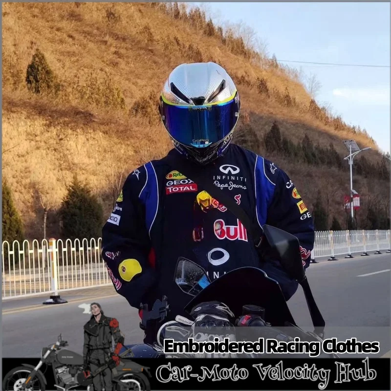 Embroidered Racing Clothes F1 Racing Clothes Cycling Clothes Motorcycle Clothes Embroidered Casual Long Sleeved Bull Clothes