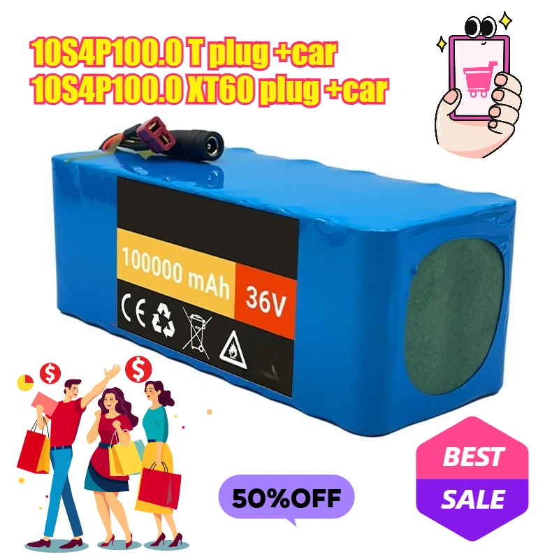 

18650 Lithium Battery 36V 10S4P 42V 100Ah Electric Vehicle Power Lithium Battery Electric Bicycle Lithium Battery