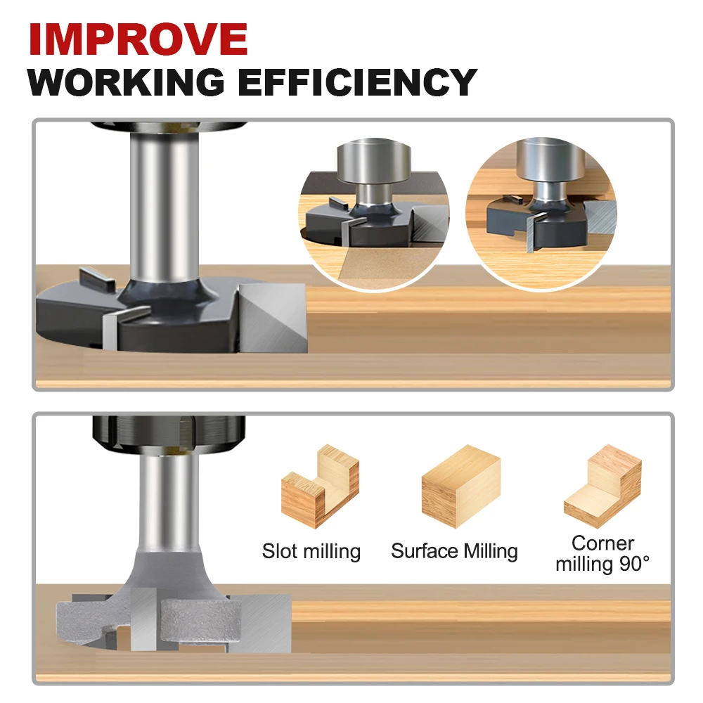 Spoilboard Surfacing Router Bit 6Mm 6.35Mm Shank Slab Perataan Router Bit T-slot Milling Cutter untuk Woodworking Router Bit