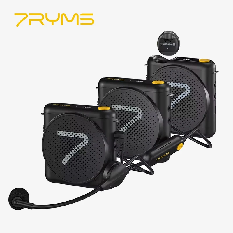 7RYMS WA Wireless Megaphone Headset Lavalier Mic Speaker Denoise Voice Amplifier with LED Screen for Teachers,Lecture,Tour Guide