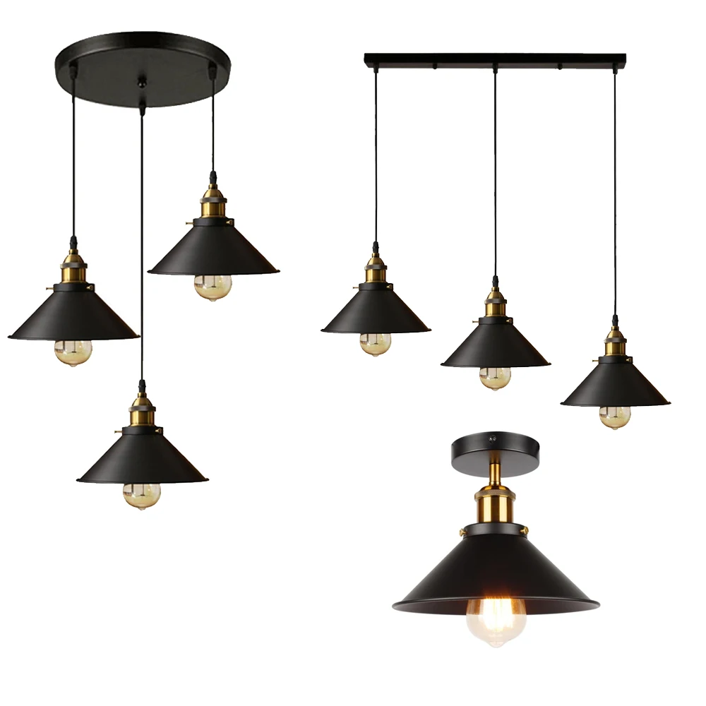 

Industrial Pendant Light Vintage Brass Hanging Ceiling Lighting Fixture for Dining Room Restaurant Loft Kitchen E27 Chandelier