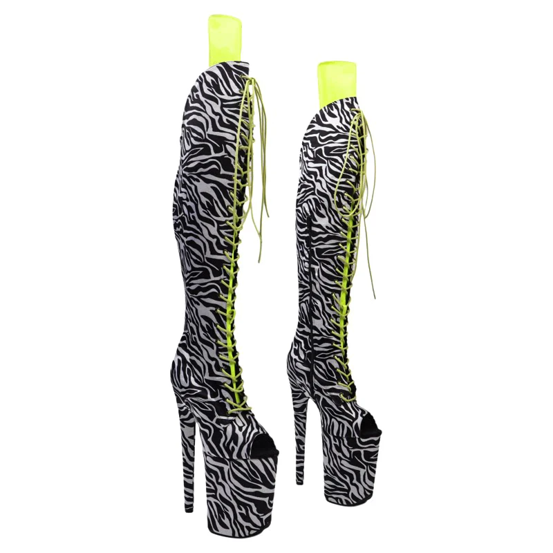 Leecabe   23CM/9inches zebra pattern Trendy fashion  High Heel platform stripper heels Pole Dance boots