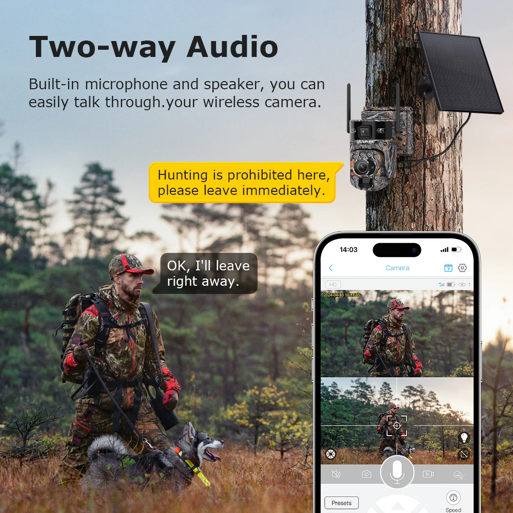 كاميرا SHIWOJIA 20X ZOOM 4G SIM تعمل بالطاقة الشمسية بدقة 12 ميجابكسل 6K خارجية WIFI 360 ° شاهد كاميرا PTZ للصيد تعمل بالطاقة الشمسية لمراقبة الحيوانات #6