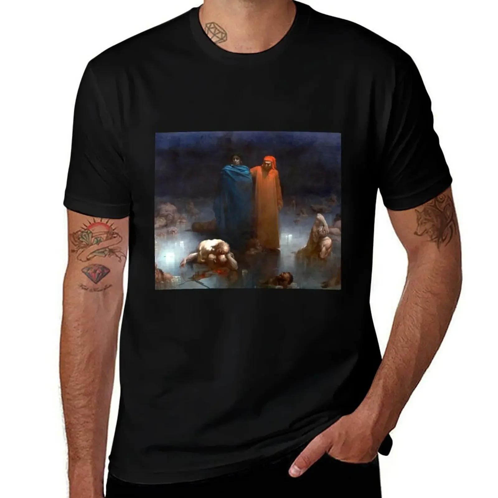 Dante and Virgil in the Ninth Circle of Hell - Gustave Dore T-Shirt tees customs mens t shirts top quality