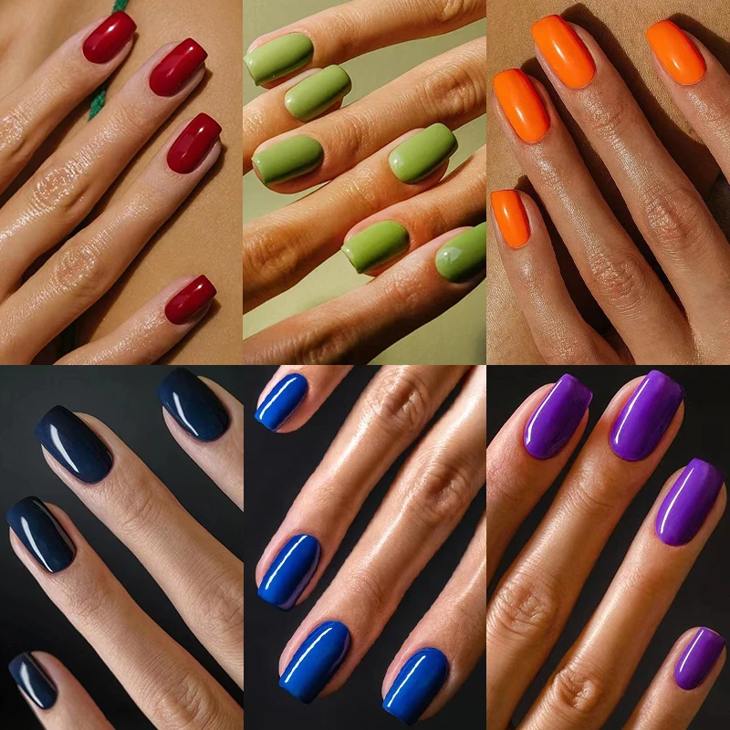 

Simple Solid Color Press on Nails Short False Art Nails Red Blue White Black Summer Beach Square Shape False Nail Manicure Tools