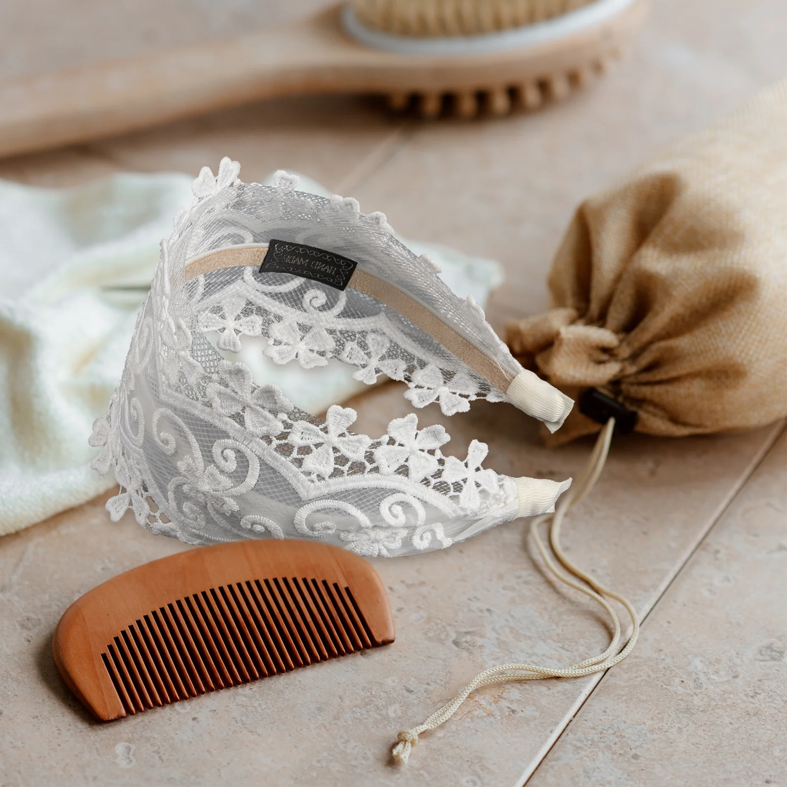 Women Lace Headband Beautiful Wide Fabric Hair Accessory Elegant Comfortable Design Ideal for Party Gathering Daily Fashion Look