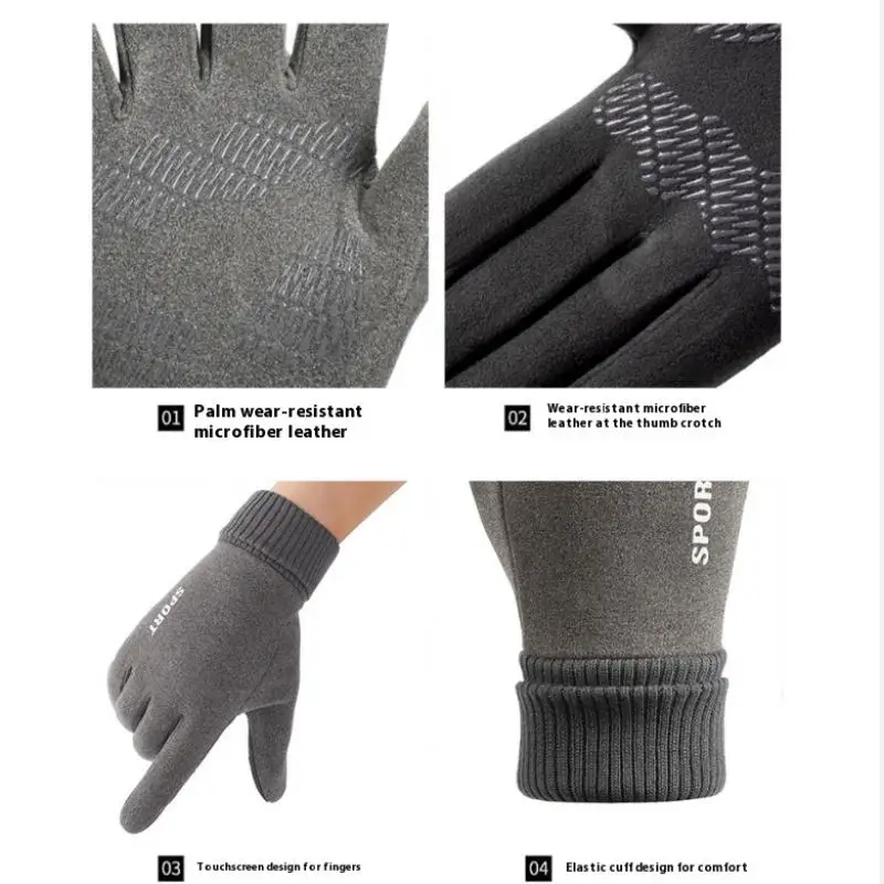 Autumn Winter Outdoor Cycling Gloves Gym Fitness Sports Running Warm Touch Screen Nonslip Gloves Motorcycle Gloves Men