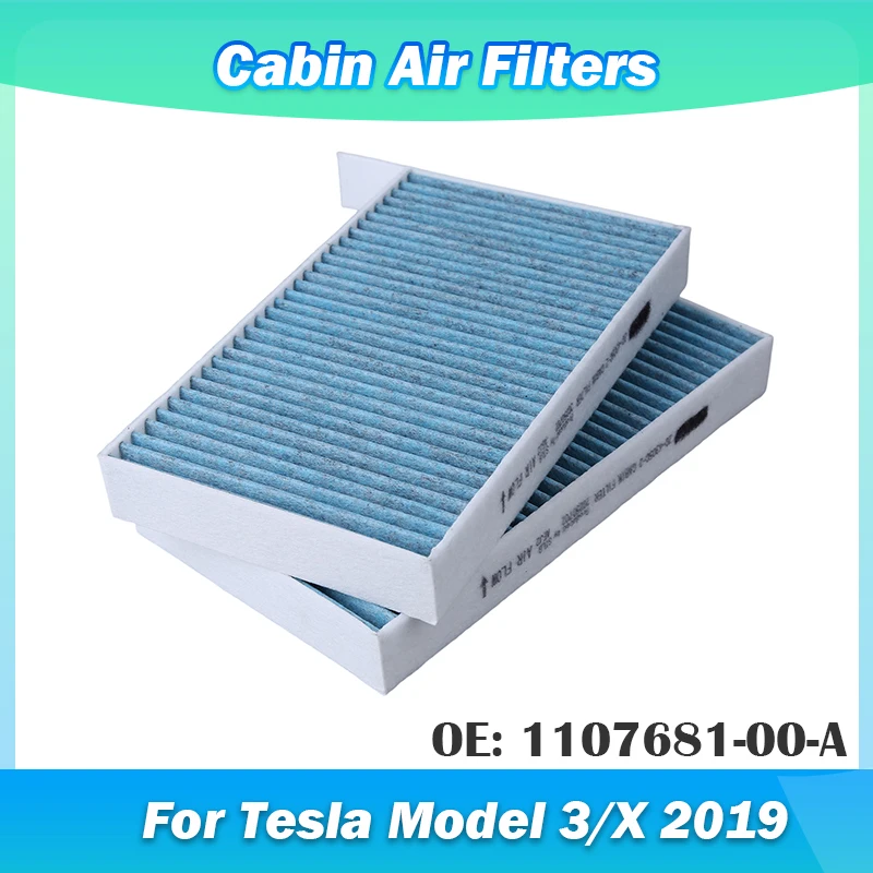 

2Pcs Internal Cabin Air Filter AC Air Conditioner Filter for Tesla Model 3/X 2019 Replace 1107681-00-A Automotive Accessories