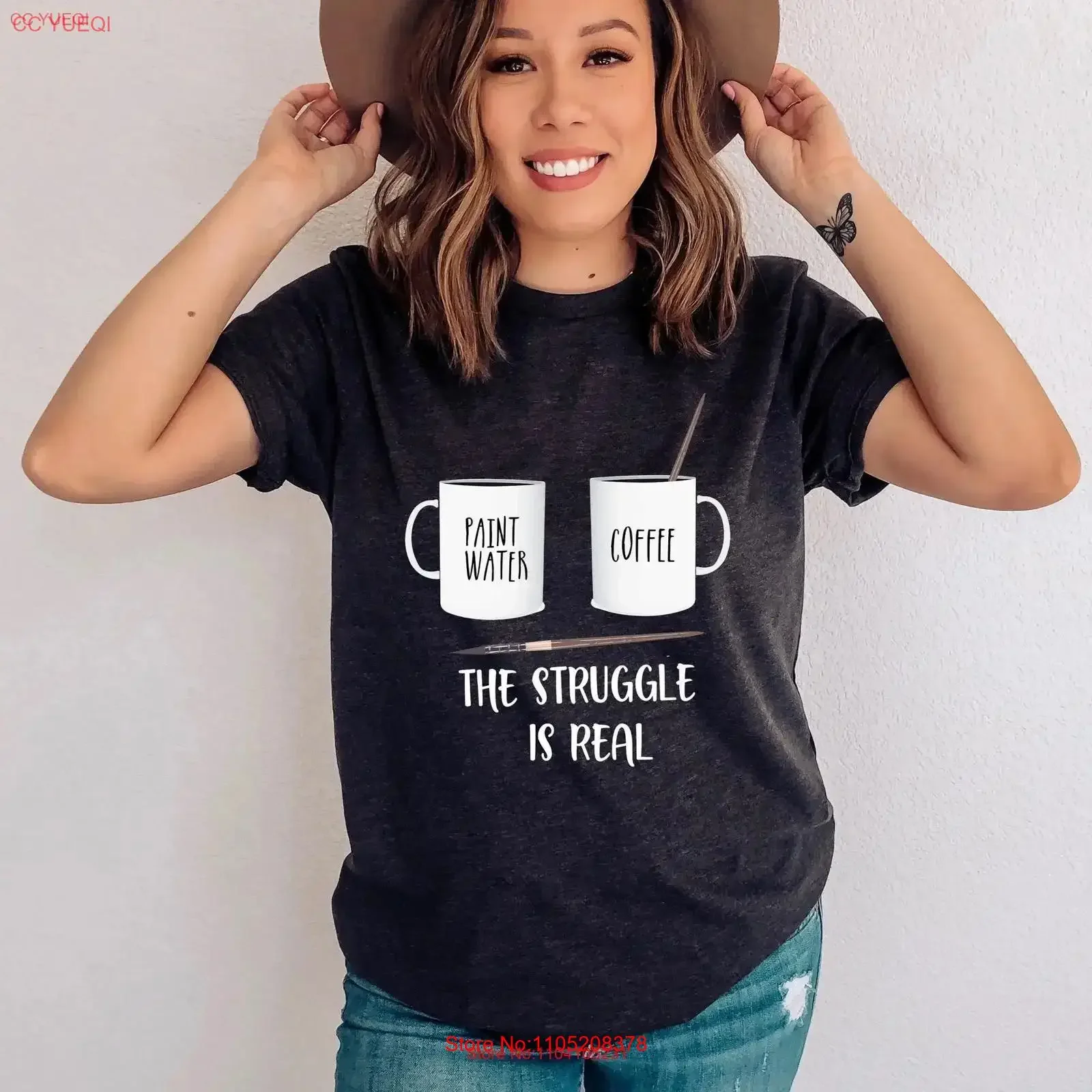 Funny Art Teacher Saying The Struggle is Real T Shirt tee artisT gifts For Her vintage Washed homme Soft Unisex Versatile