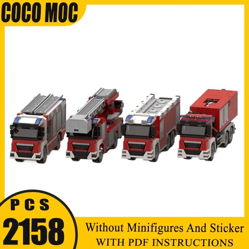 

Moc Building Blocks Austrian Fire Vehicles Pack Technology Modular Bricks Model Gifts Christmas Toys DIY Sets Assembly