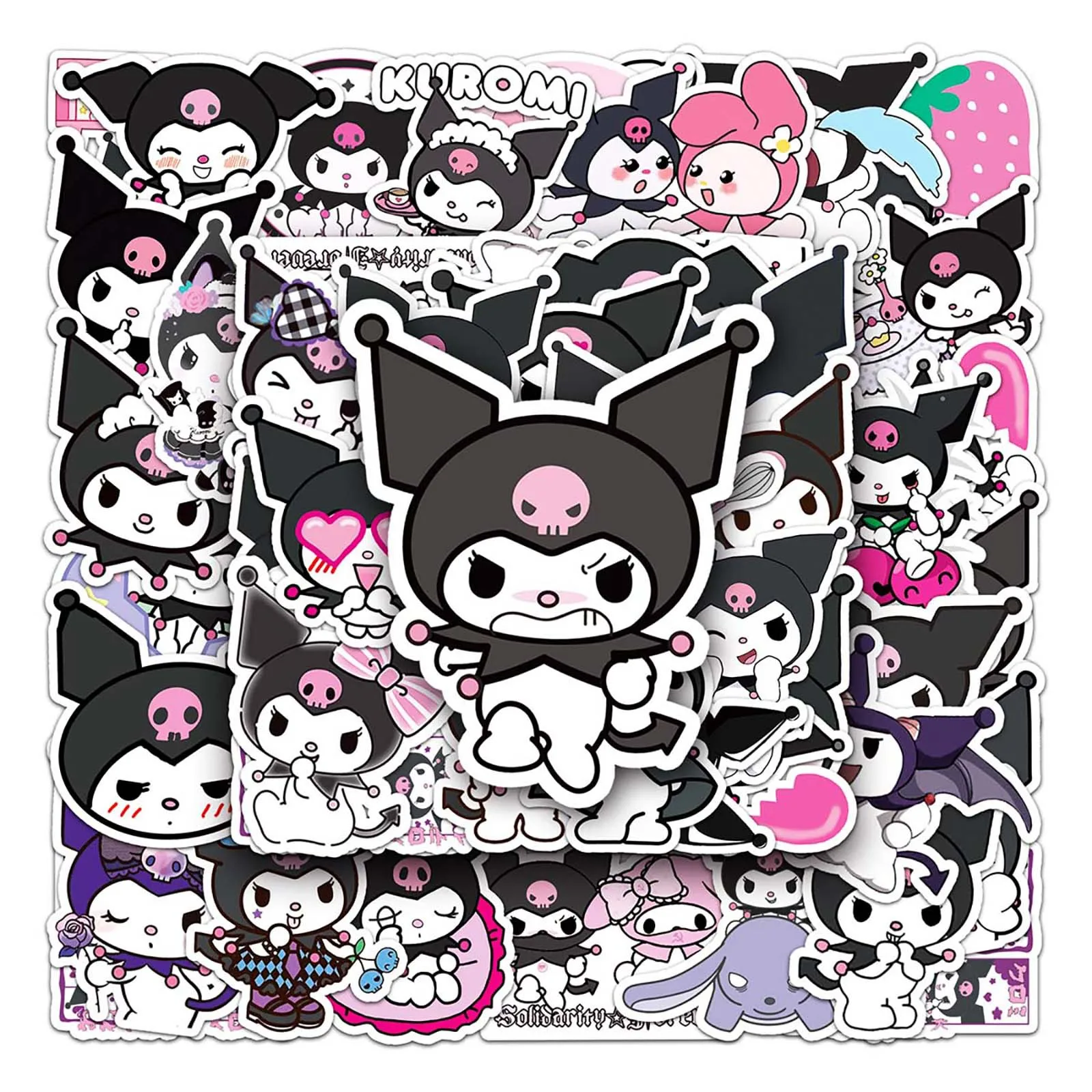 50 Uds dibujos animados Sanrio Hello kitty pegatinas Kawaii Kuromi My Melody Cinnamoroll portátil guitarra monopatín equipaje lindo juguetes de