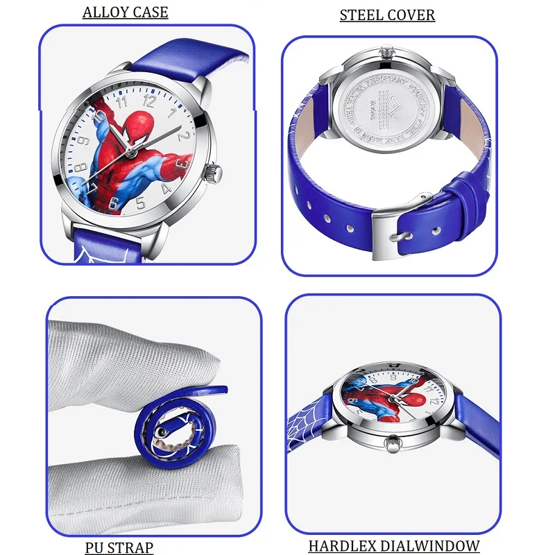 Jam tangan Quartz anak laki-laki, jam tangan anak laki-laki, gambar kartun Spider Man, grafiti, Avengers, jam waktu anak-anak, Waterproo