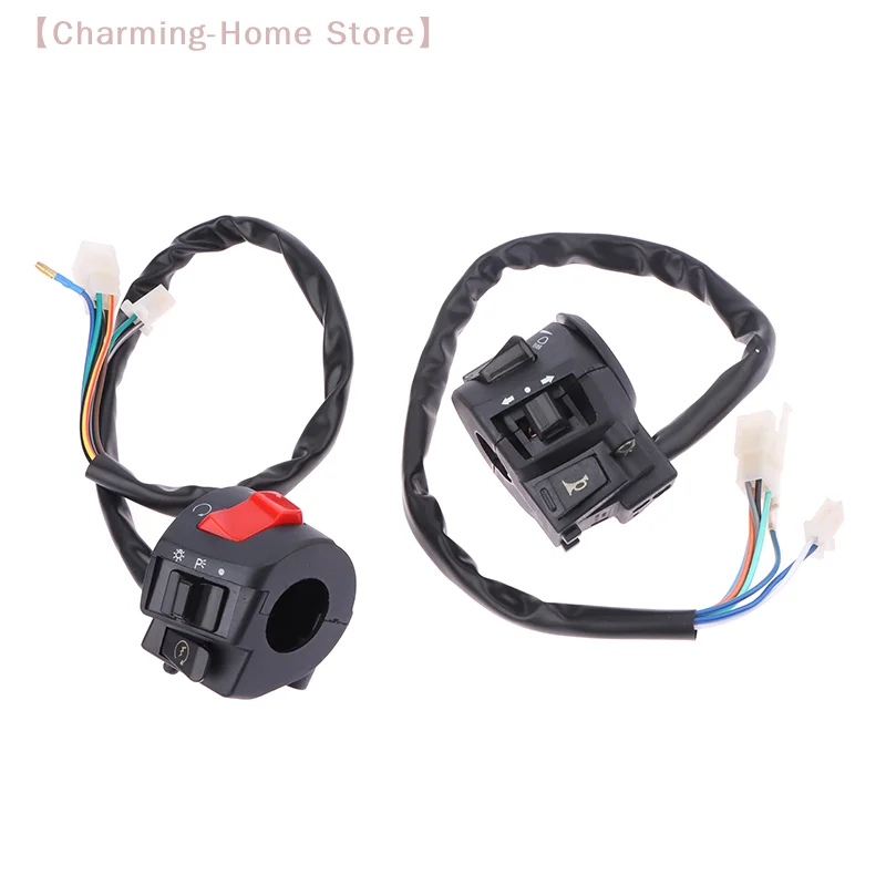 

Универсальные переключатели на руль мотоцикла с функциями сцепления, звукового сигнала, поворотников, фар и электрозапуска.