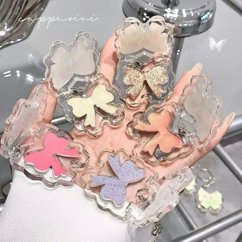 Butterfly Shape Eyeshadow Palette Makeup Peach Pink Pearlescent Glitter Finish Eyeshadow Glossy Shiny Shadow Eyes Highlighter