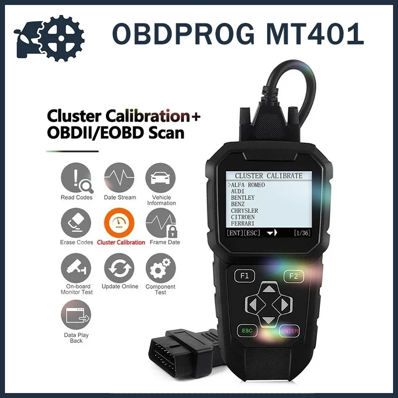 

OBDPROG MT401 Cluster Calibration OBD2 Tool Professional Scanner OBD 2 Instrument Correction Adjustment Use No Need Internet