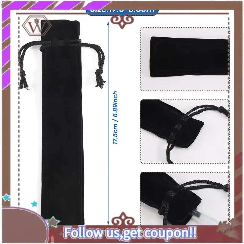 ABBG-100Pcs المخملية القلم الحقيبة السوداء الرباط حقيبة واحدة حامل قلم التعبئة والتغليف كم للمدرسة مكتب الأعمال هدية