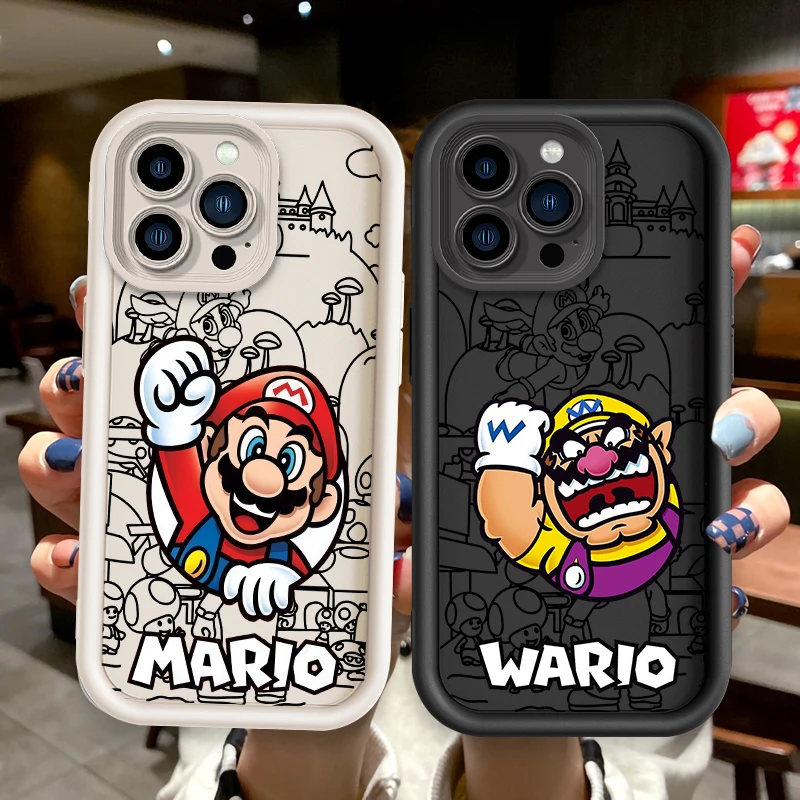 S-Supers M-Marios Cartoon For Apple iPhone 15 14 13 12 Pro Max Mini 11 XS X XR 8 7 6 Plus Eye Ladder Cover Capa Fundas