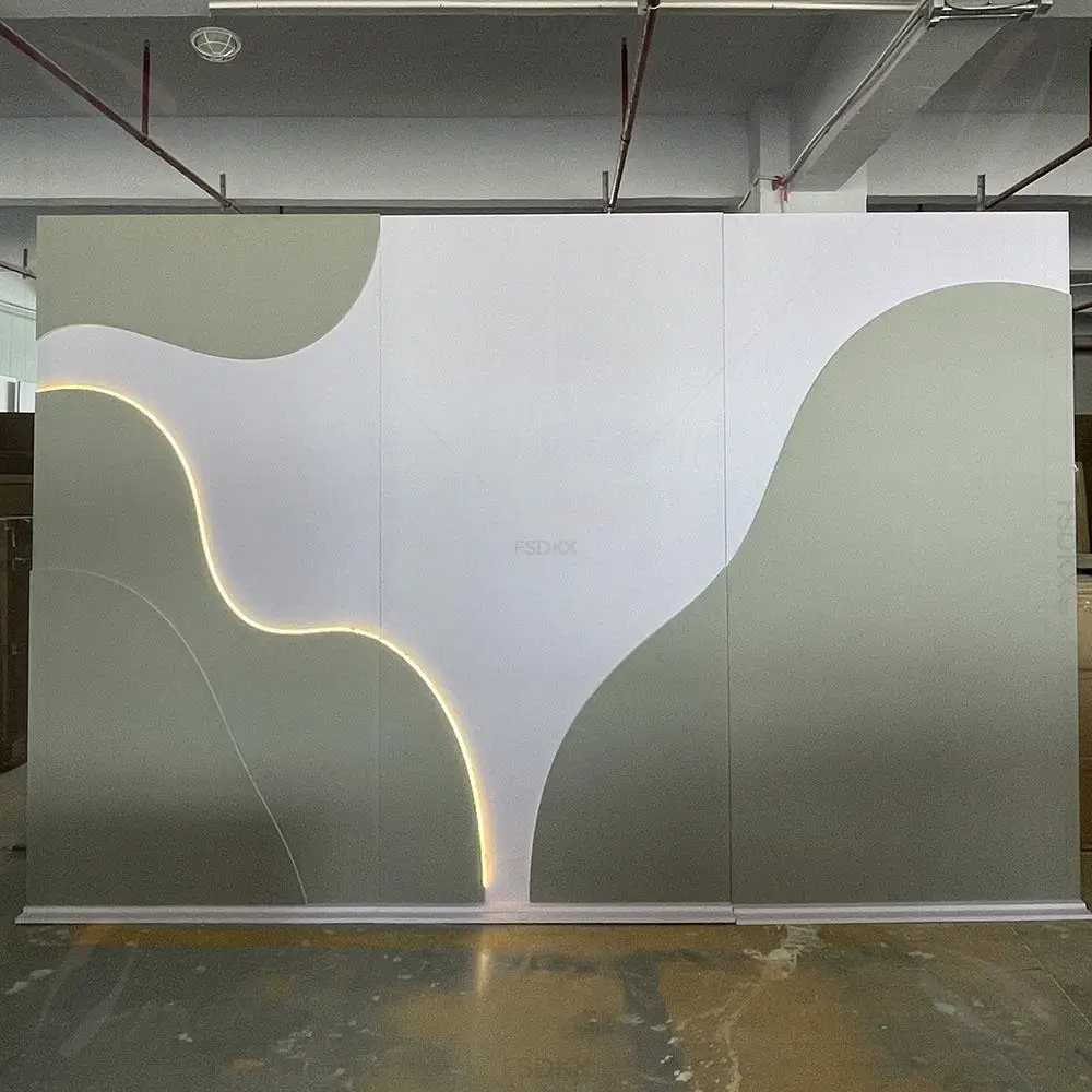 

Wholesale Wedding Custom Arch Backdrop Pvc Design 3D White Wedding Arch Backdrop Panel With LED Light