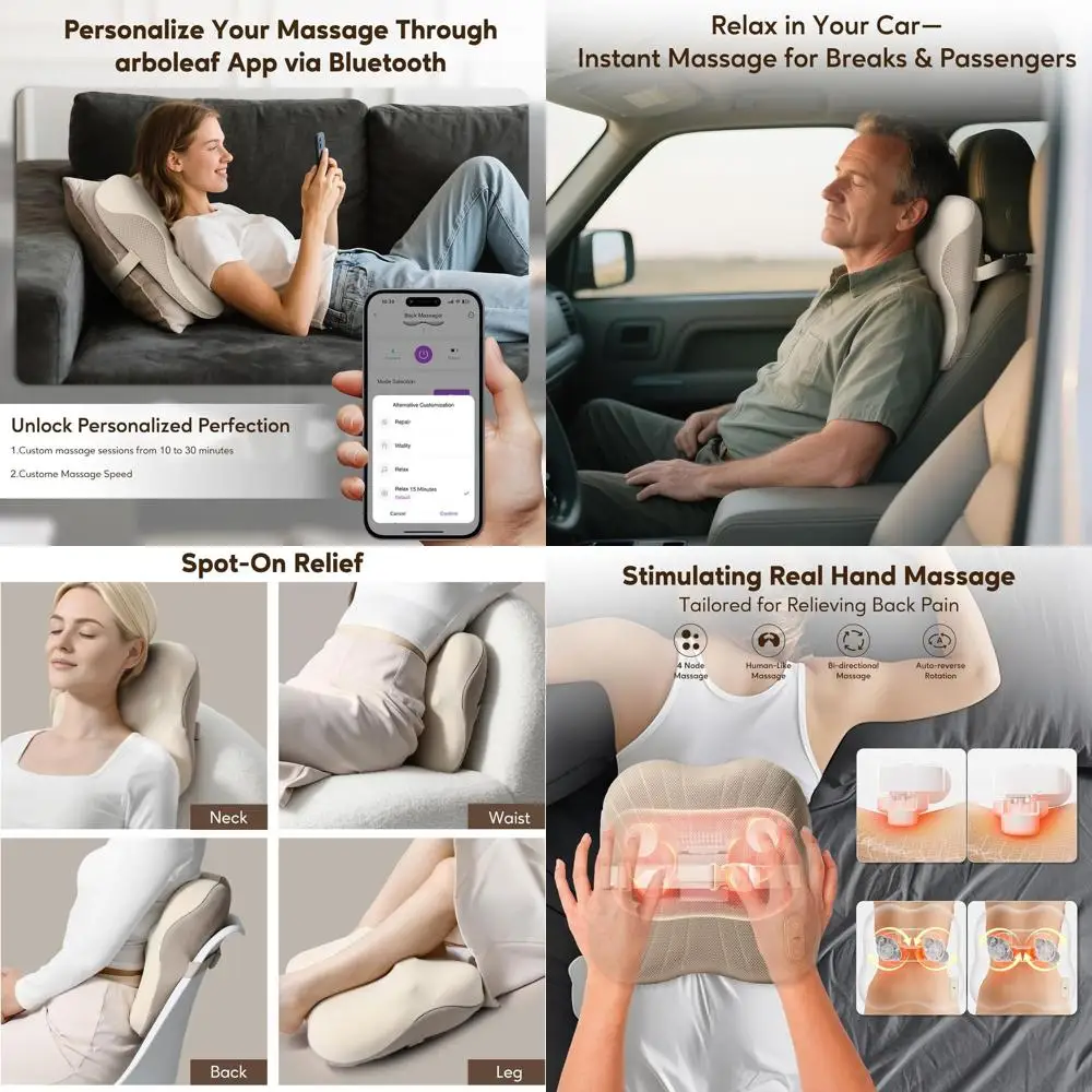 

Cordless Shiatsu Massager for Deep Tissue and Pain Relief, Bluetooth Controlled, with Heat for Neck and Shoulders, Portable for