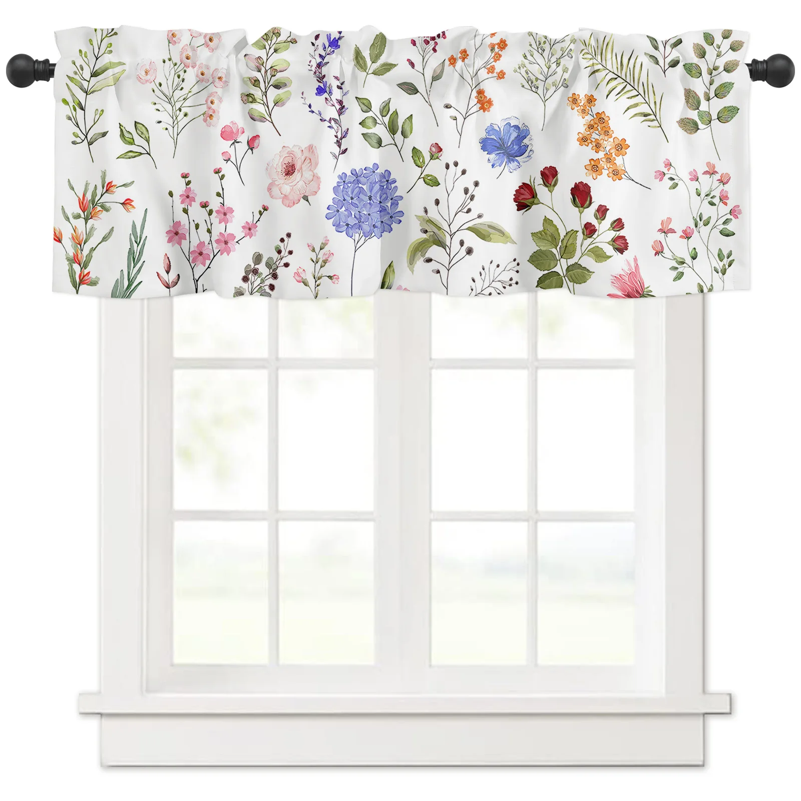 ZEDLIYU Valances for Windows Kitchen Living Room Small Window Valance Spring Floral 1 Panel, 42 x 12 Inch