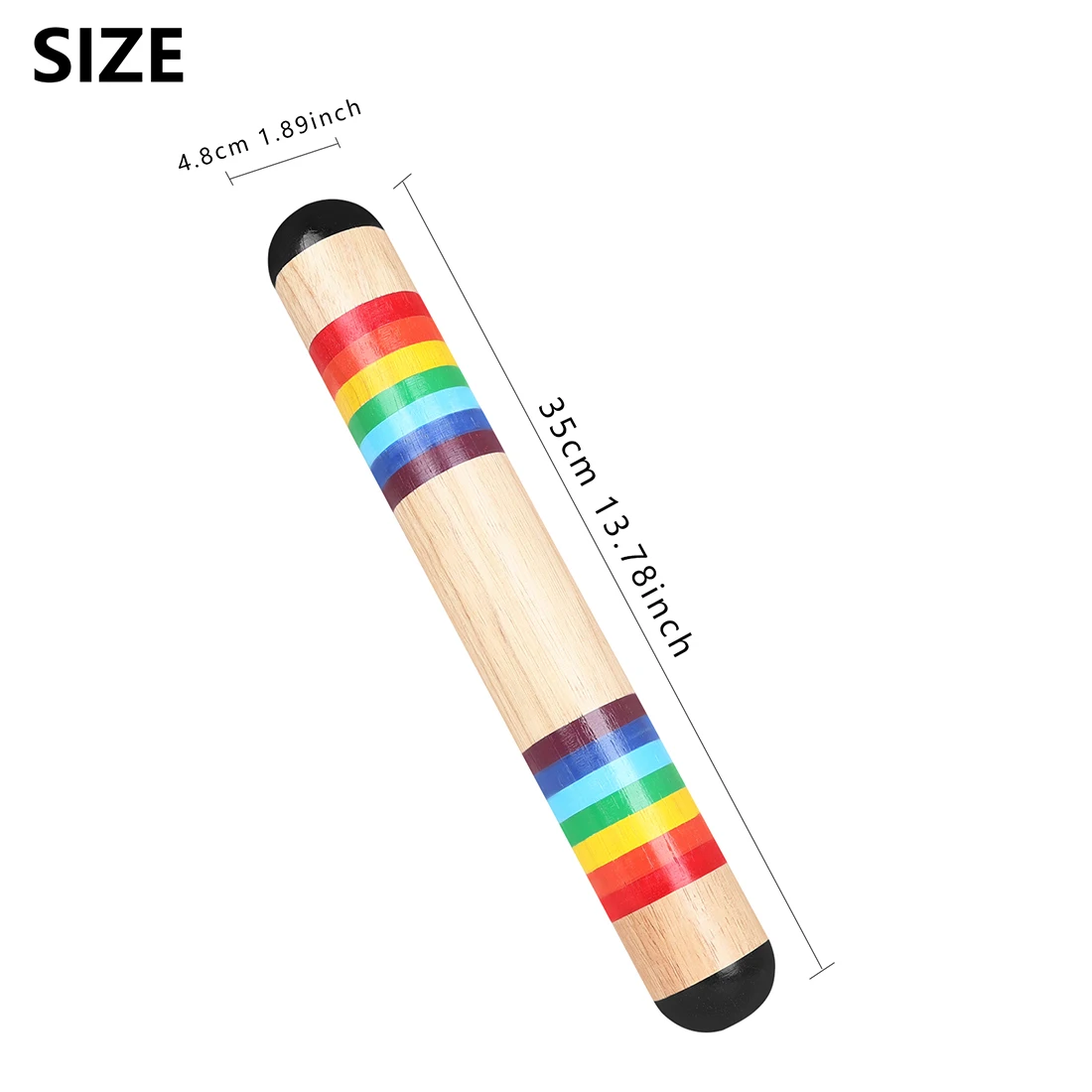 35cm Rainbow Rainstick Wooden Rainstick Percussion Rainmaker with Realistic Rainfall Sound Sensory Music for Early Education