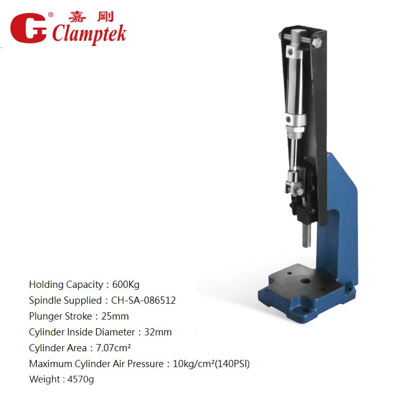 CH-30600PR-A Morsetti di potenza pneumatici Ingresso G1/8 '' Corsa dello stantuffo 25 mm Capacità di tenuta 600 kg Morsetto a ginocchiera push-pull