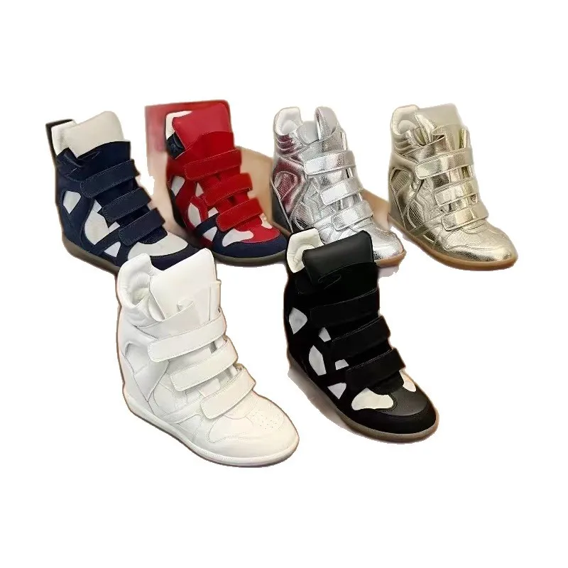 Women High‑Top Hidden Wedge Sneakers 2026 Spring New Red Patchwork Straps Closure Thick Sole Inner Height‑IncreaseF385 view 6
