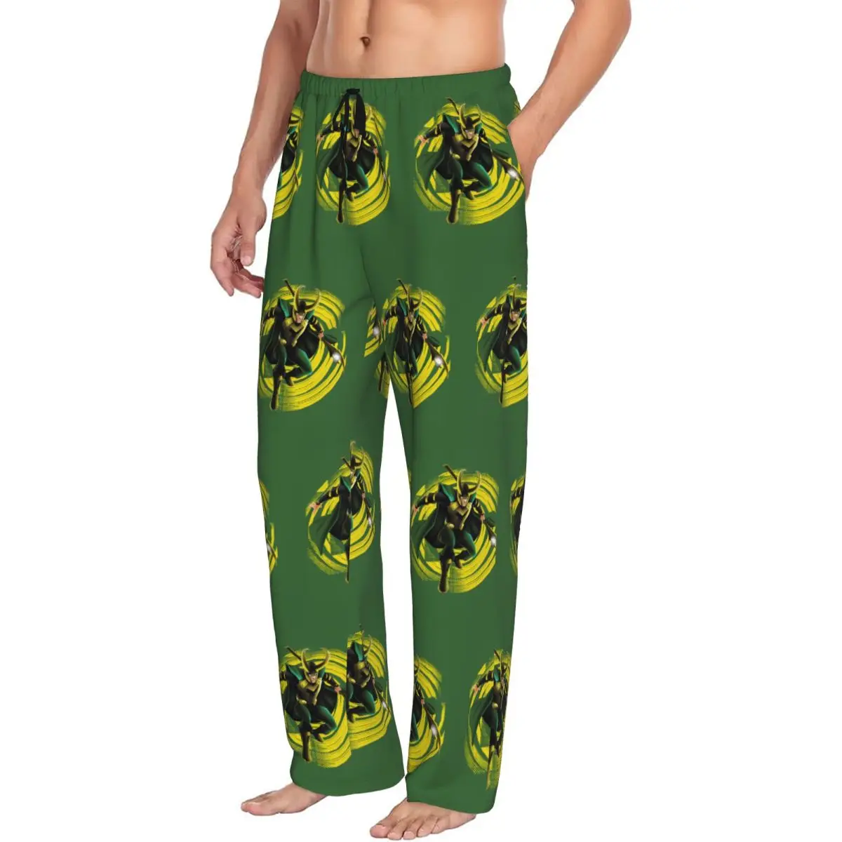 Custom Print Herren Loki Pyjamahose Super Villain Nachtwäsche Sleep Lounge Bottoms mit Taschen