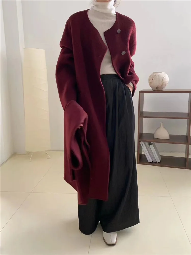 2024 Autumn/Winter New High Quality Yak Velvet, Mulberry Silk, Wool Scarf, Double sided Woolen Coat for Women