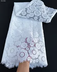5 yarde bianco puro morbido pizzo Guipure africano di alta qualità pianura nero coppia cavo pizzo Cupion tessuto per signore signori vestito