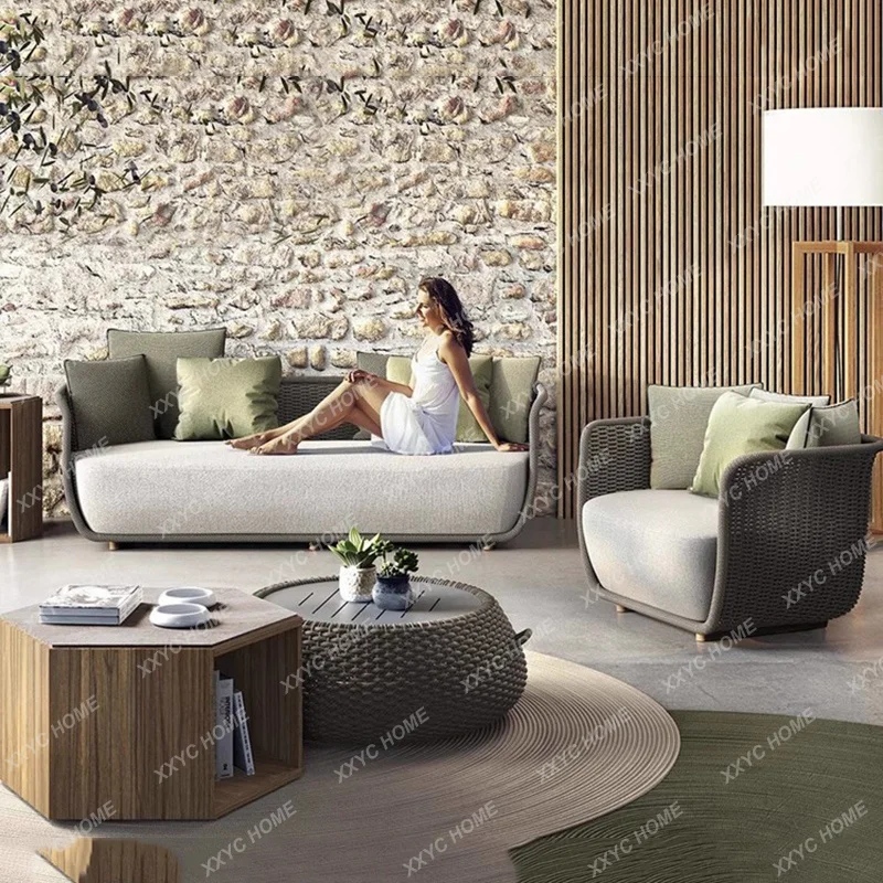 

Outdoor Sofa Garden Furniture Sets Waterproof Modern Courtyard Villa Garden Furniture Sets Rattan Mobilier Home Furniture