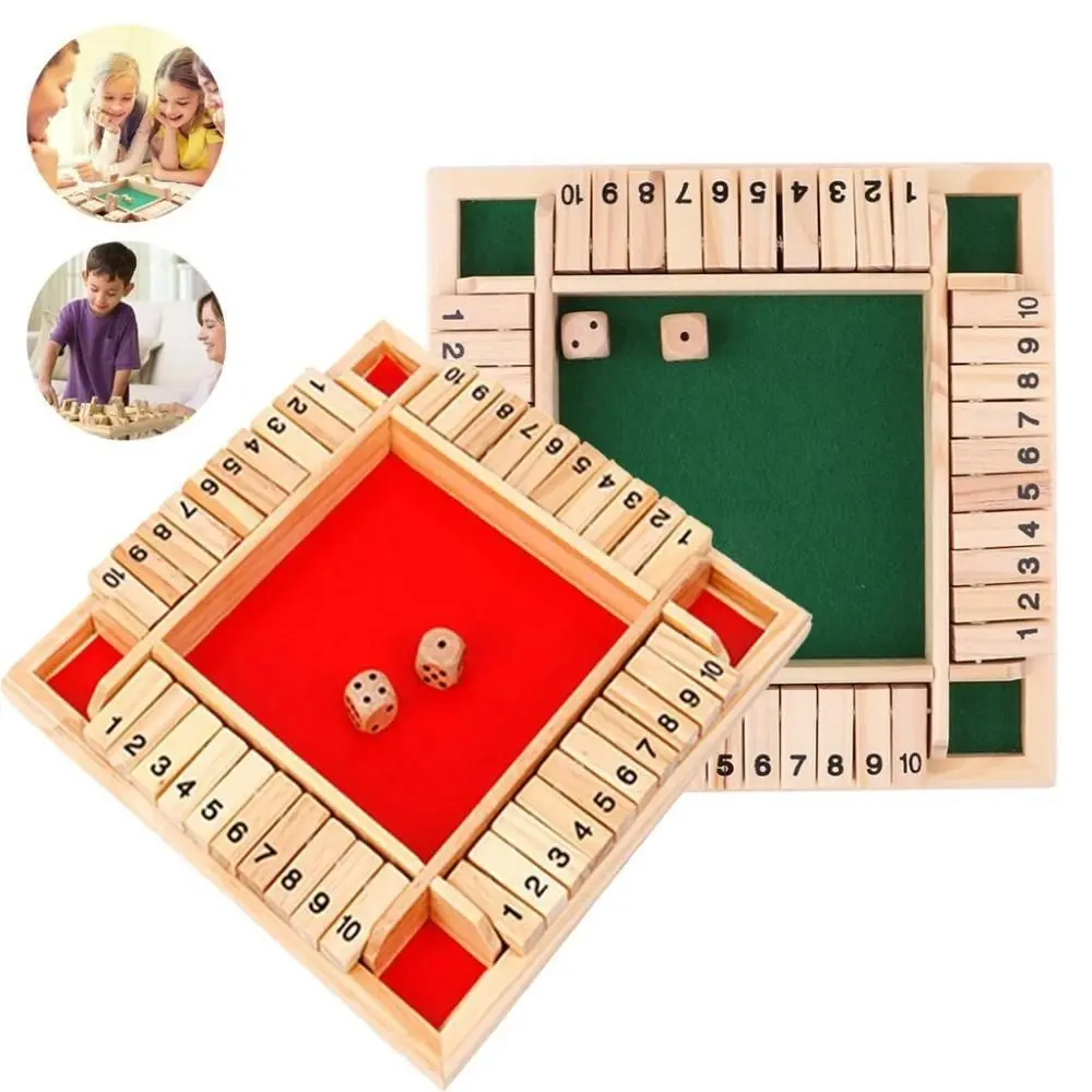 

4 Players Dice Board Game Wooden Family Entertainment Shut The Box Pub Bar Party Supplies Kids & Adults Flaps & Dices Game