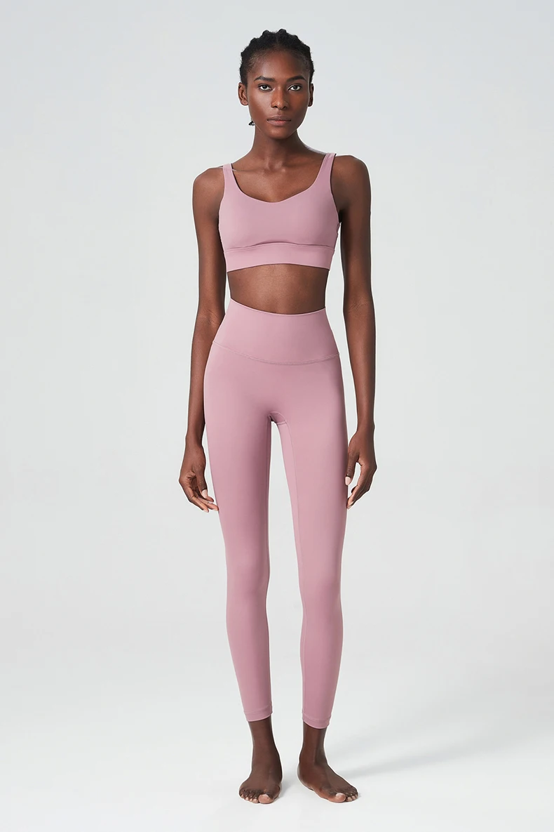Zweiteiliges Fitness-Yoga-Set für Damen, einfarbig, dehnbar, weich, Gym-Anzug, atmungsaktiv, für Workout, Laufen, Sportbekleidung, Damenbekleidung – Detail 16