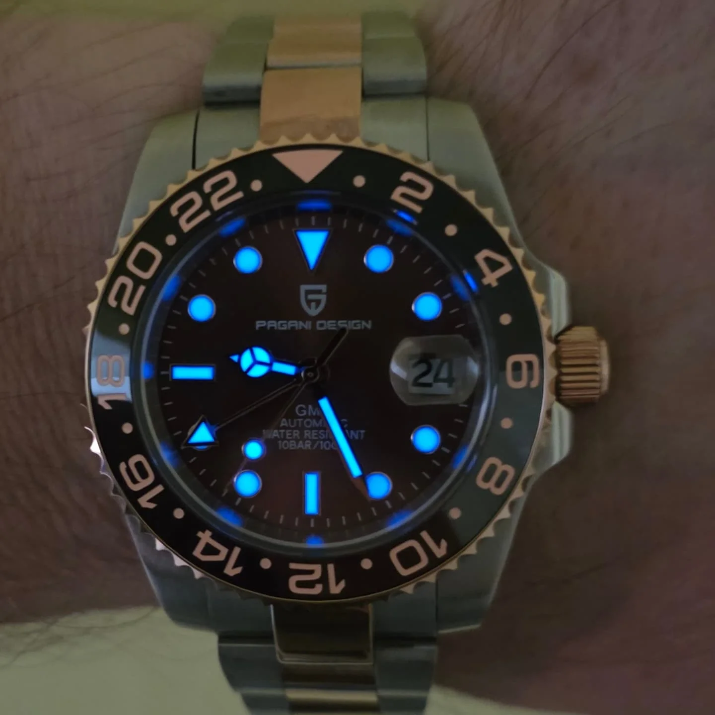 جديد PAGANI DESIGN PD-1662 الفاخرة GMT الرجال الميكانيكية ساعة اليد الياقوت الزجاج الفولاذ المقاوم للصدأ 100 متر مقاوم للماء ساعات أوتوماتيكية #5